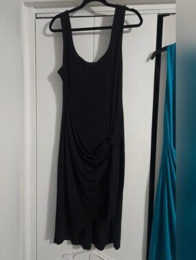 Express Scoop Neck Sheath Wrap Dress Black